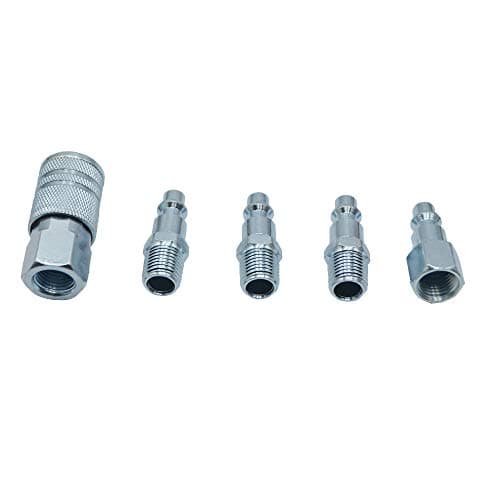 5 Piece Air Coupler and Plug Kit, 1/4-Inch NPT, Industrial Type, Air Quick Connect, Air Hose Fittings, Air Compressor Accessories