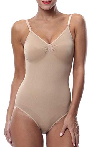 Franato Women's Bodysuit Firm Control Tight Slim Smooth Tank Thong Shapewear Nude