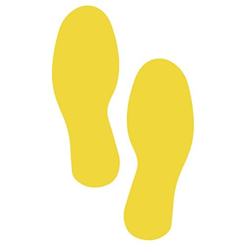 LiteMark Durable Gloss Finish Yellow 11.5 Inch Extra Large Footprint Decal Vinyl Stickers | Great for Floors, Ceilings, Walls, and Most Smooth Surfaces | Pack of 4 Footprints (2 Pairs)