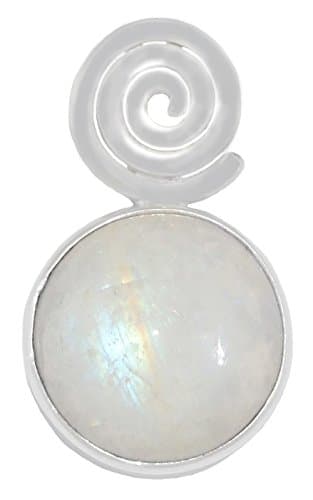 ERCE Rainbow Moonstone Pendant Spiral round Gemstone Symbolic Jewellery 925 Sterling Silver