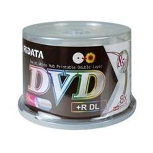 50 Ritek Ridata Double Layer 8.5GB 8X DVD+R DL White Inkjet Hub Printable