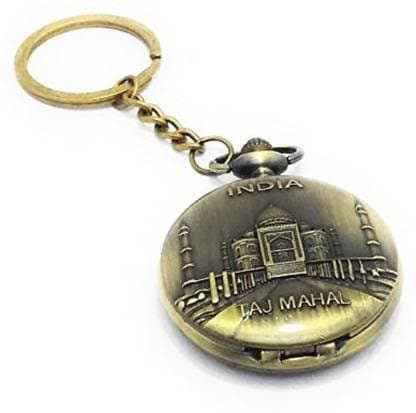 Vintage Bronze Pocket Watch Clock for Gifting, Birthday, Anniversary | Keychain for Car, Bike, Bicycle | Analog Watch Keychain for Men & Women