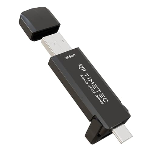 Timetec 256GB Pro Portable USB 3.2 Gen 2 Type-C/Type-A SSD Read Speed 1000MB/s Solid State Drive Stick for iPhone 15/Android/Tablet/Windows/Mac