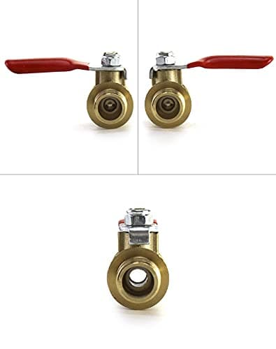 QWORK Ball Valve, 3 Pcs 1/4" Heavy Duty Brass Ball Valve Shut Off Switch, 1/4" Male x Female NPT Thread Pipe Fitting Air Compressor Shut Off Valve
