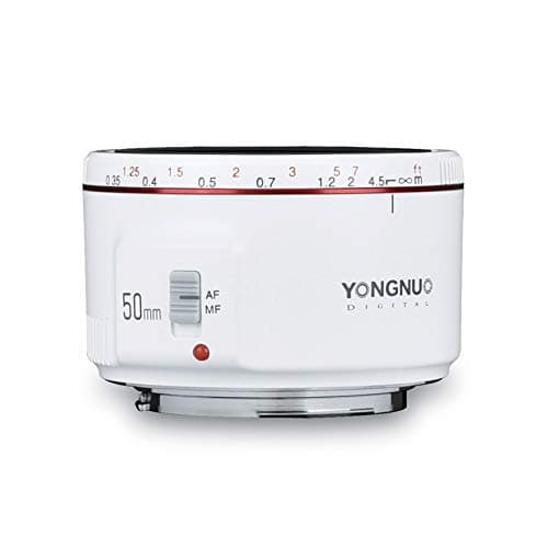 Yongnuo YN50MM F1.8 II AF/MF 0.35M Focus Distance Standard Prime Lens White for Canon DSLR Camera