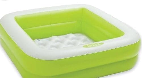 Intex Square Inflatable Kids Pool, 34 x 34 x 10 inches, Blue and White, 15 Gallon