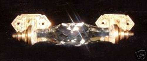 Peter SharpeLarge clear door handle of brass and cut glass (one)