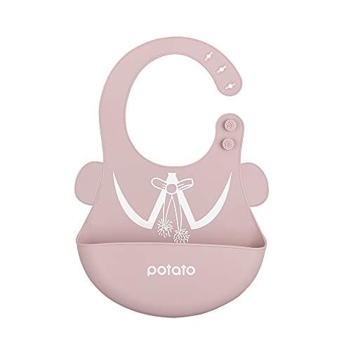 POTATO Silicone Baby Bibs Soft Waterproof Feeding Bibs Adjustable Easily-Roll Up Bib for Baby & Toddler with Large Food Catcher Pocket and Easily Wipe Clean