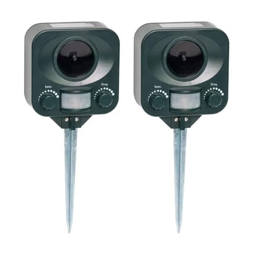 Pestbye® Twinpack Solar Waterproof Cat Repellent - Quick Fix Ultrasonic Repeller Cat Scarer with Ground Stake