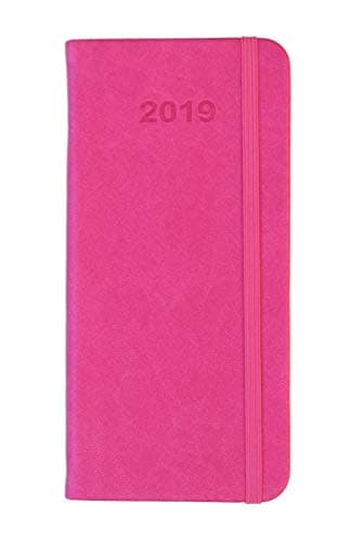 2019 Slim Pocket Week at Glance Calendar Planner Vivid Colors (Hot Pink)