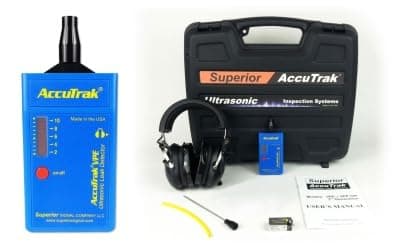 Superior AccuTrak VPE-PRO Ultrasonic Leak Detector Kit. Find Pressure OR Vacuum Leaks of Any Gas, Even in Noisy Areas. Adjustable Sensitivity. Noise-Blocking Headphones.