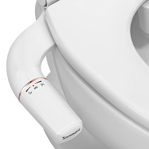 SAMODRA Ultra-Slim Bidet Attachment for Toilet - Self Cleaning Nozzle Hygienic Bidets for Existing Toilets - Adjustable Water Pressure Fresh Water Sprayer Toilet Bidet - Easy to Install