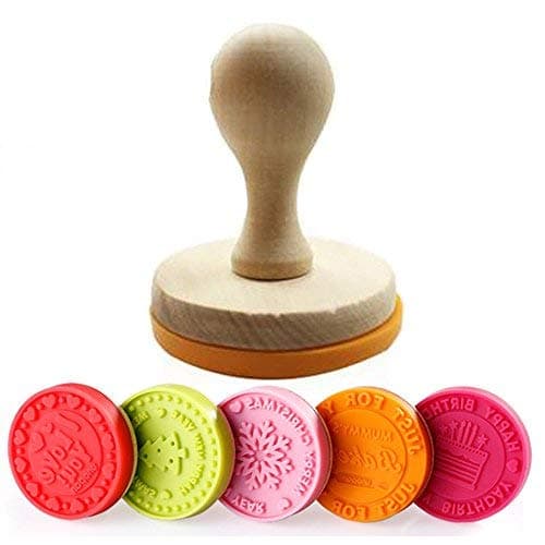 18pcs Silicone Cookie Stamp Molds Kit for Homemade Cookies, 5 Stamps + 12 Cookie Cutters + Wooden Press