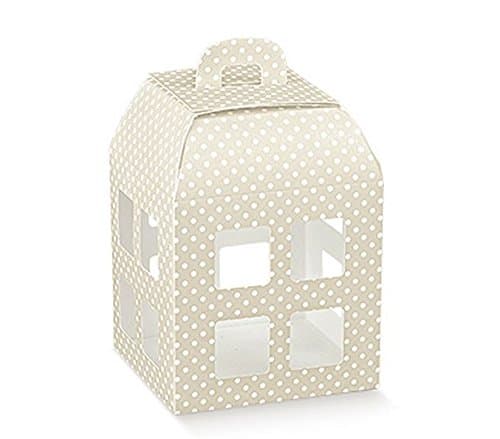 50 Boxes Atelier Taupe Lantern 12 x 12 x 16.5 cm Party Favours Gift Box Door Confetti Wedding Dots