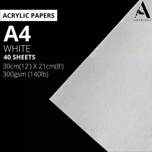 - White Net Handmade Papers (280 GSM) Ultra Premium fine Textured Dotted Handmade Watercolor Papers for Watercolour, Acrylic, Ink and Mixed Media (A4-40)