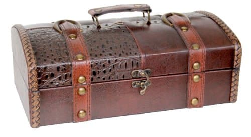 Quickway Imports 14 Inch Cardinal Leather Trunk, Designer Treasure Chest