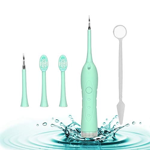 Electric Dental Calculus Remover Plaque Remover for Teeth with Electric Sonic Toothbrush Ultrasonic Tartar Scraper Stain Remover with Dental Picks Mirror(Green)