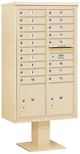 Salsbury Industries 3415D-18SAN 4C Pedestal Mailbox, Sandstone