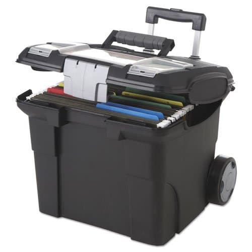 Premium File Cart, 15w x 16 3/8d x 14 1/4 to 30h, Black