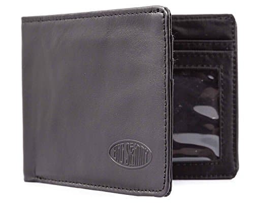 Big Skinny Men's Slimline Leather Bi-Fold Slim Wallet, Holds Up to 25 Cards