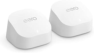 Amazon eero 6+ mesh wifi system - Supports internet plans up to a Gigabit, Coverage up to 3,000 sq. ft., Connect 75+ devices, 2-pack