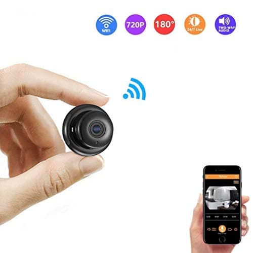 Mini Wireless Hidden Camera HD 720P Surveillance Camera Small Camera, Fisheye WiFi Security Camera with Night Vision/Two-Way Call/Motion Detection, Home Car Office for iOS&Android(Black)