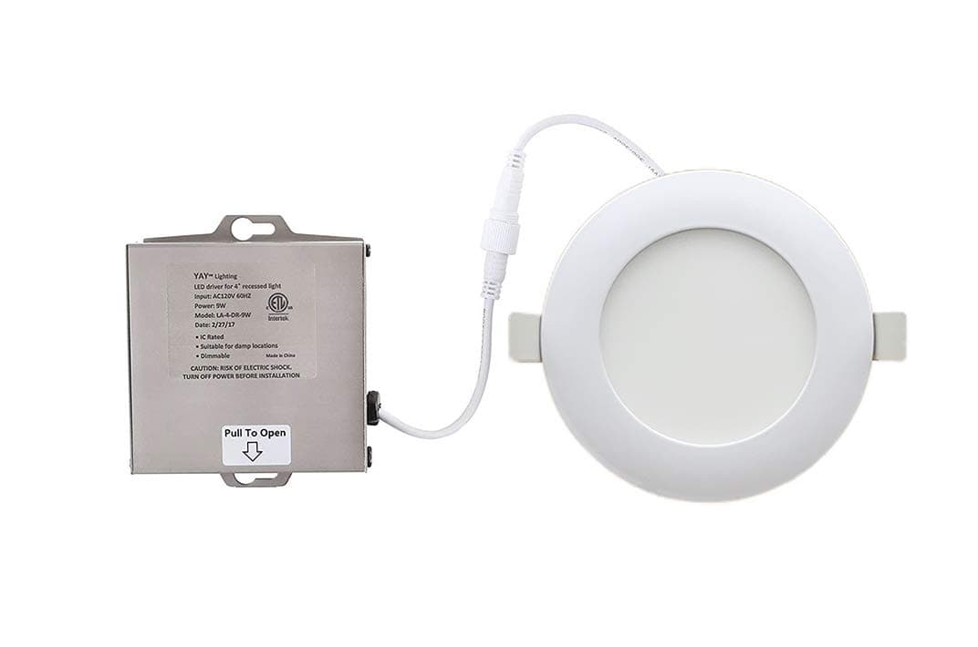 LED Recessed Ceiling Light Disk – 4" Ultra Thin Round Spotlight – Dimmable - ETL List - IC-Rated - 810 Lumens - with Remote Driver Box - 3000K (Warm White, 4 inch)