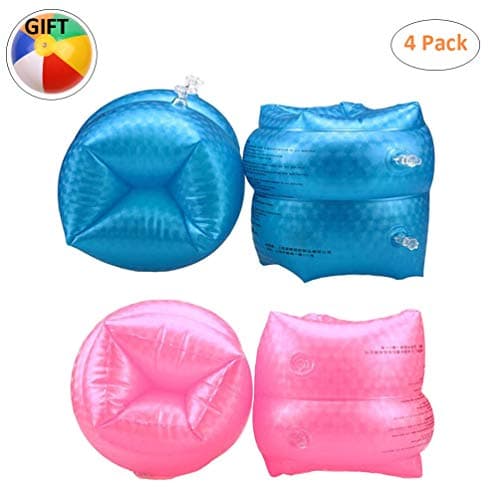 PVC Arm Floaties Inflatable Swim Arm Bands Floater Sleeves Swimming Arm Rings Water Wings for Kids Toddlers Adults (Blue&Pink)