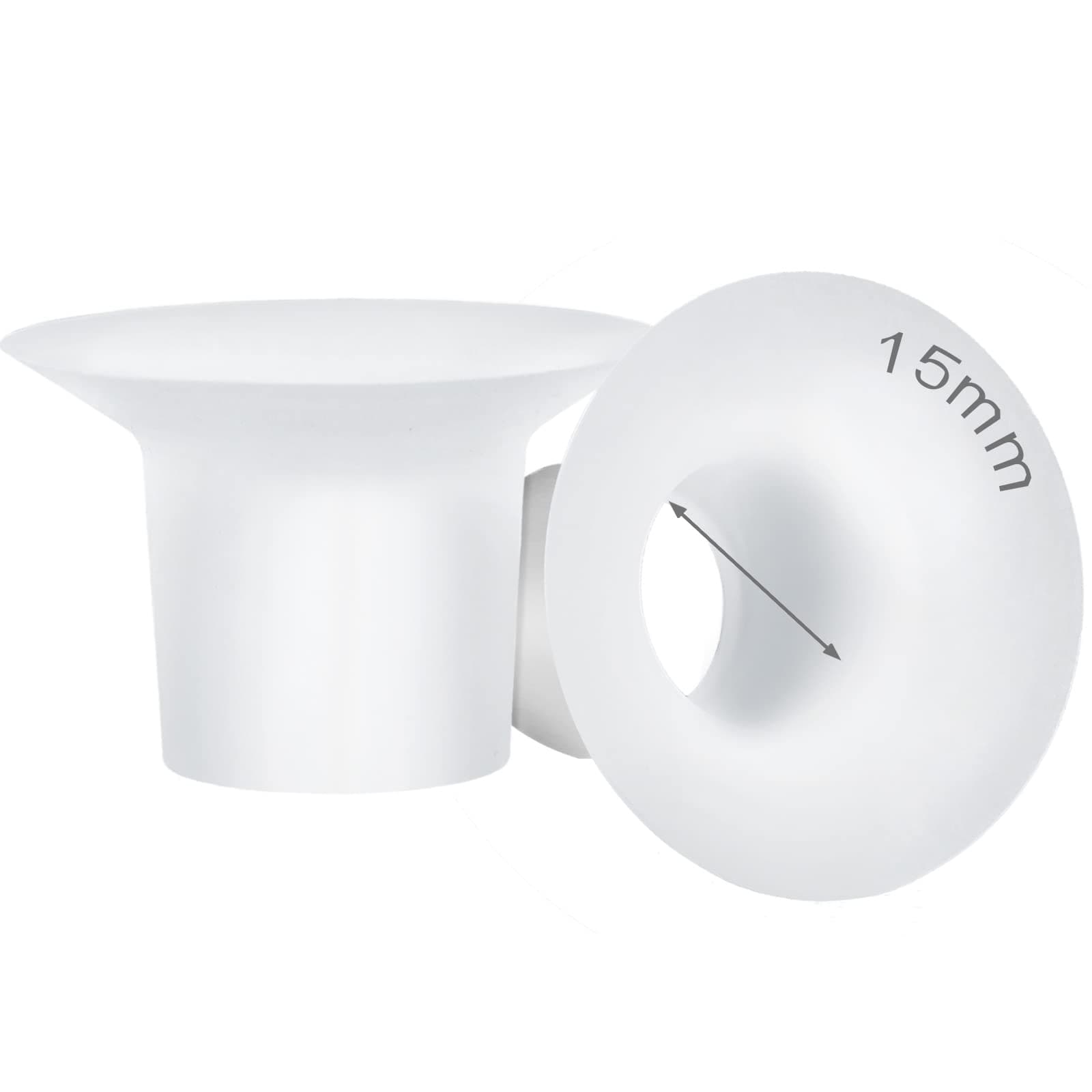15mm Silicone Flange Inserts Compatible with Momcozy S9 Pro S10 S12 Pro, Paruu P10 P3 R12, TSRETE, kmaier, MomWills, for Spectra S1/S2, Medela Breast Pump, Reduce 24-25mm Tunnel to 15mm, 2pcs