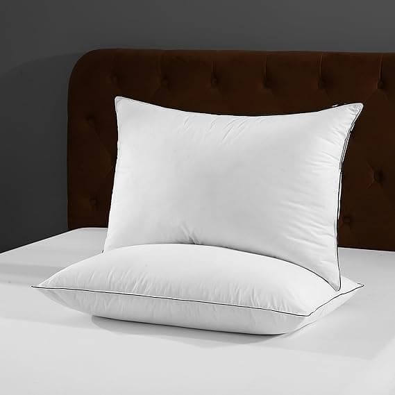 Luxury Hungarian Goose Down Pillows for Sleeping Standard Size Set of 2, Medium Firm Bed Pillows for Sleeping, Hotel Pillows Cotton Blend Shell (2, Standard 50x70 cm)