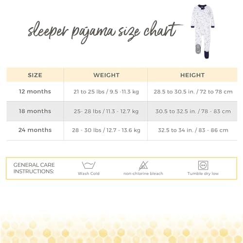 Burt's Bees Baby YKK Zip Front Sleeper, 12 Months, Midnight Twinkle Bee