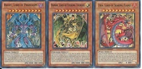 YuGiOh GX Legendary Collection 2 Single Card Ultra Rare Set of the 3 Sacred Beast Cards Uria, Hamon Raviel