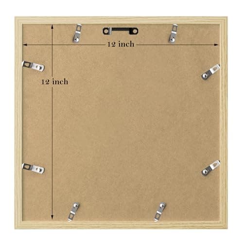 eletecpro 12x12 Picture Frames Set of 9 with Mat for 8x8 Photos or without Mat for 12x12, Square Gallery Wall Decor Collage for Picture Display, Natural Frame Set for Wall Hanging