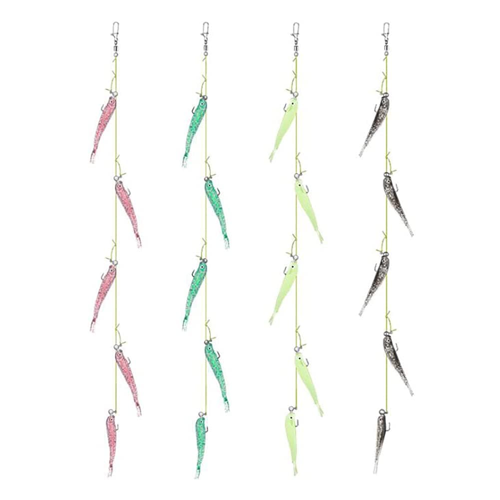 Dyxssm Pre-Rigged Soft Swimbaits with Sharp Hooks, Fishing Bait with Jig Head, Fishing Lures with Line for Bass (1 Bunch )