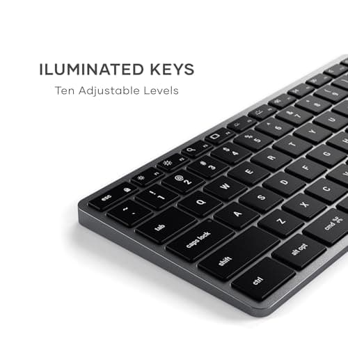 SATECHI Slim X3 Bluetooth Backlit Keyboard with Numeric Keypad – Illuminated Keys & Multi-Device Sync – for M2/ M1 MacBook Pro/Air, M2/ M1 iPad Pro/Air, M2 Mac mini, iMac M1 (Space Grey)