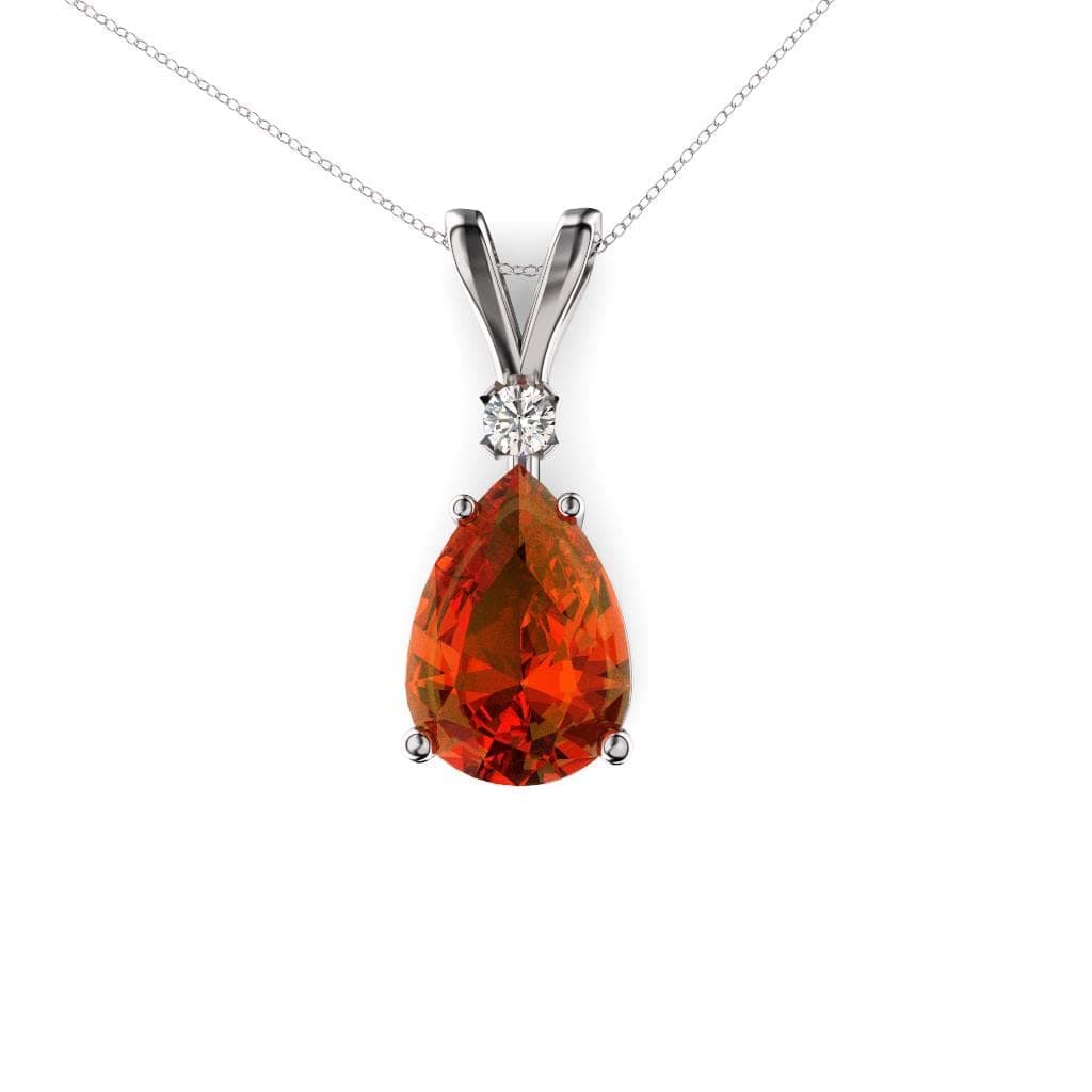 HandmadeMexican Fire Opal Necklace Sterling Silver 925 / Pear-Shaped