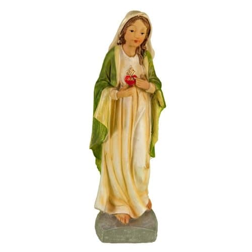 Polish Gifts Virgin Mary Statue-Immaculate Heart of Mary, Small 8-inch Figurine.