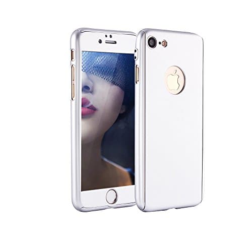 iPhone 7 Case - Waloo™ 360° Case with Tempered Glass Screen Protector for iPhone 7 - Silver