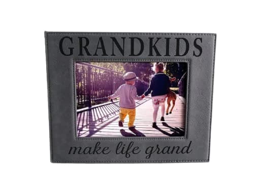 Grandparent Gift Engraved Leatherette 5x7 Picture Frame"Grandkids Make Life Grand"