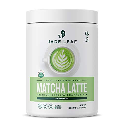 Jade Leaf Matcha Organic Cafe Style Sweetened Matcha Latte Green Tea Powder, Premium Barista Crafted Mix - Authentically Japanese (2.2 Pound Tin)