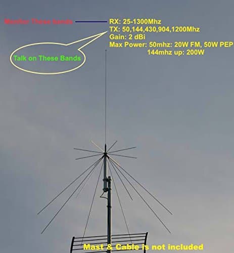 Harvest D130N 25-1300mhz Discone Wide Band Base Antenna - N Connector