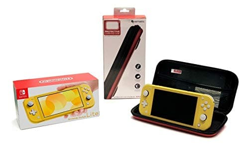 Nintendo Switch Lite, Yellow | bundled with Ematic Protective Case, 8-Game Cart Slot