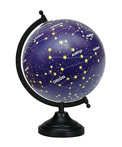 13" Unique Antiique Look Blue Decorative Desktop Rotating Globe Constellation Stars Globes Table Decor By Globes Hub-Perfect for Home, Office & Classroom