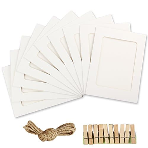 YILOVE Cardboard Paper Picture Frames 5x7 Inch DIY Photo Frame with Clips and String, White
