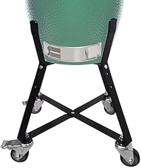 Quantfire Small Big Green Egg Nest, Grill Stand for Big Green Egg Accessories, Rolling Nest with Heavy Duty Locking Caster Wheels Powder Coated Steel for BGE Smoker Kamado Joe Accessories