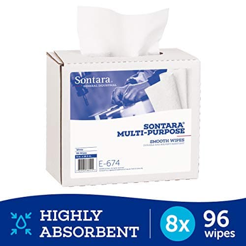 Sontara Multi-Purpose Wipers, E674, White, Smooth, 9" x 16.5", (Total of 768 Wipes), (case of 8 Boxes, 96 Wipes Per Box)