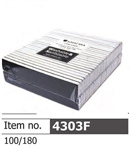Sassi 100/180 Grit Black Square Cushion Emery Board 50 pieces, Professional, salon , pedicure, manicure, nail art, nail block, sanding paper, emery board, miracle shiner, washable, sanitizable, shiner, buffer, buffer block, cosmetic