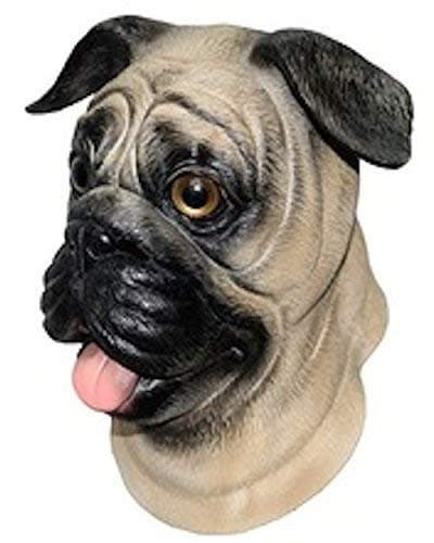 The Rubber Plantation TM 619219293464 Pug Dog Latex Mask Canine Animal Halloween Pet Fancy Dress Costume Accessory, Unisex-Adult, One Size