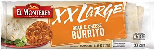 XX Large Bean and Cheese Burrito, 9.5 Ounce -- 12 per case.