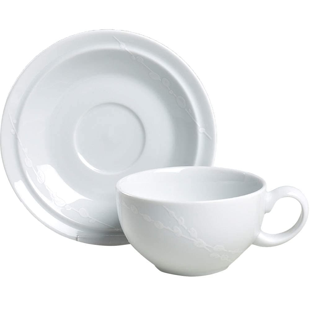 Denby White Trace Cups & Saucers